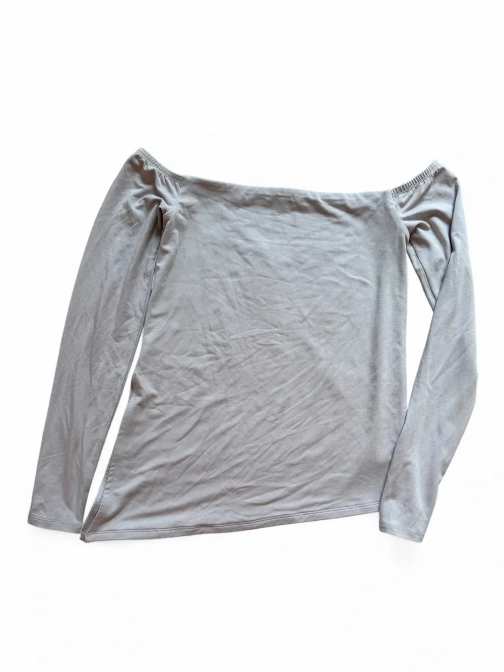 Dynamite Off-Shoulder Long Sleeve Top in Light Gray